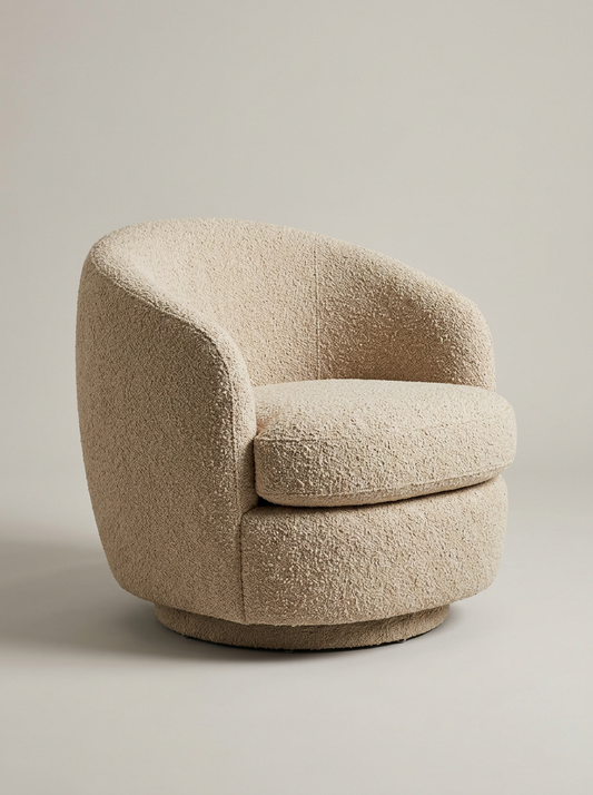 Meridian Swivel Chair in Oat Bouclé
