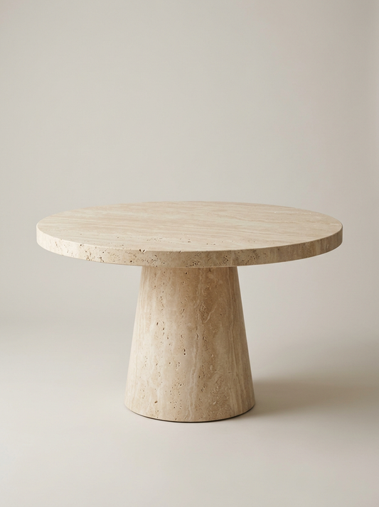 Ostuni Round Dining Table in Travertine