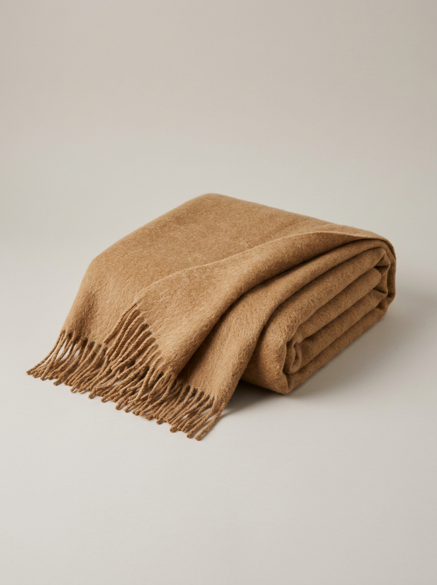 Ostuni Brushed Wool Throw in Camel