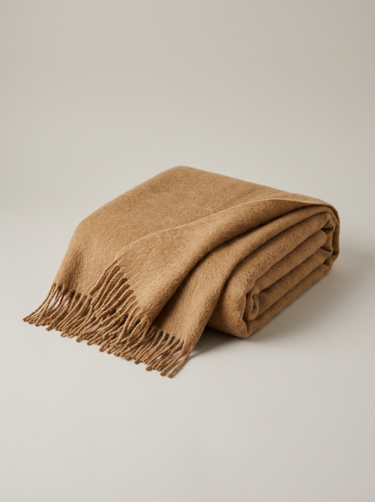 Ostuni Brushed Wool Throw in Camel