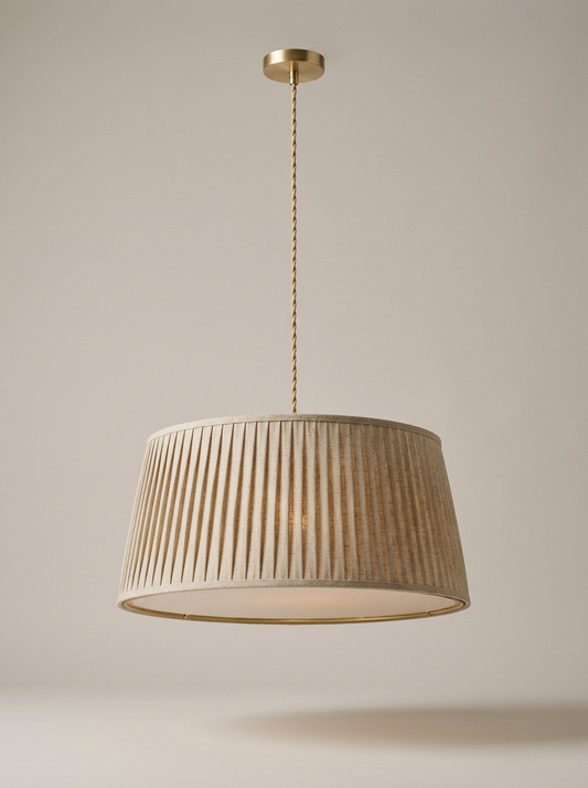 Piega Pleated Linen Pendant in Oat
