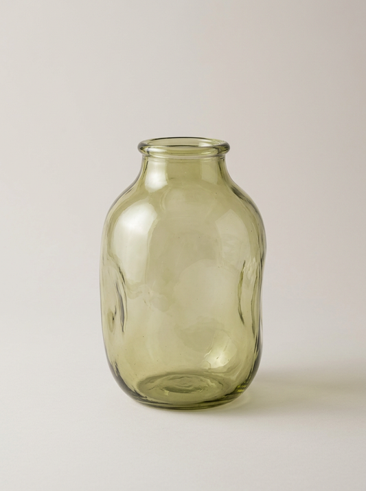Riva Hand-Blown Glass Vase in Olive