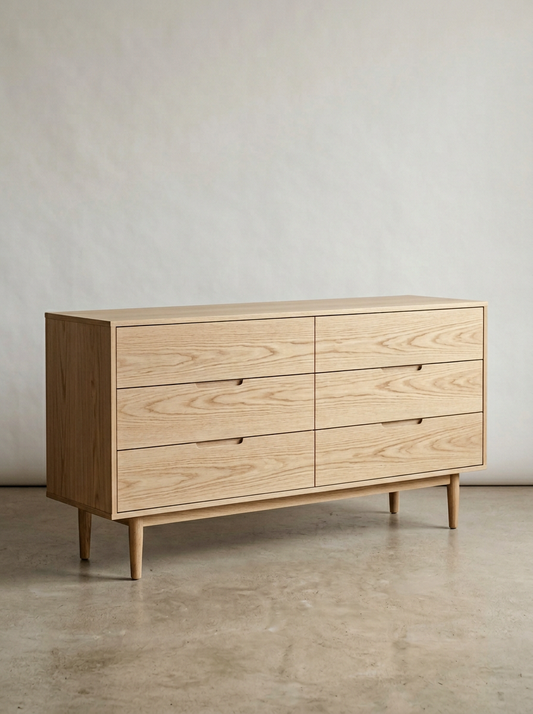 Sagano Six-Drawer Dresser in White Oak