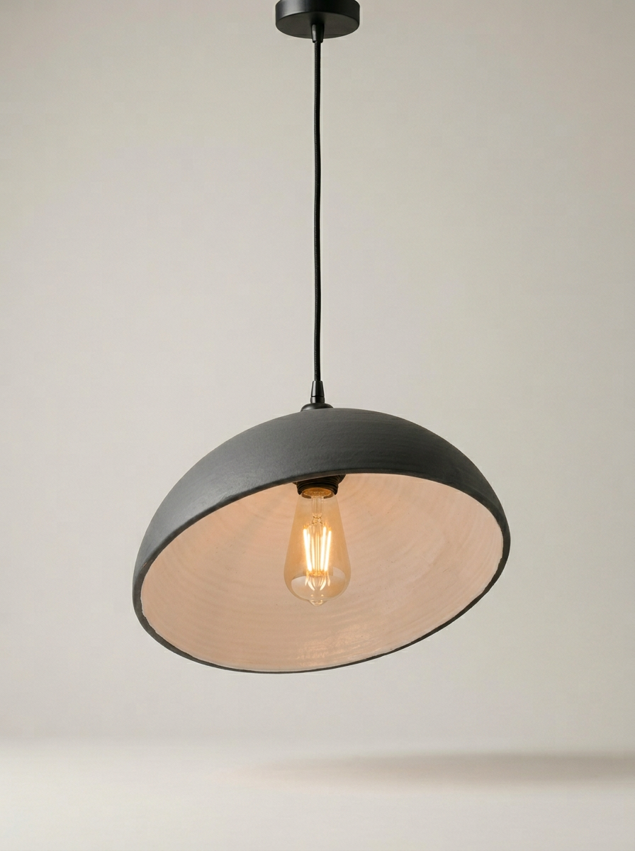 Teso Ceramic Dome Pendant in Charcoal