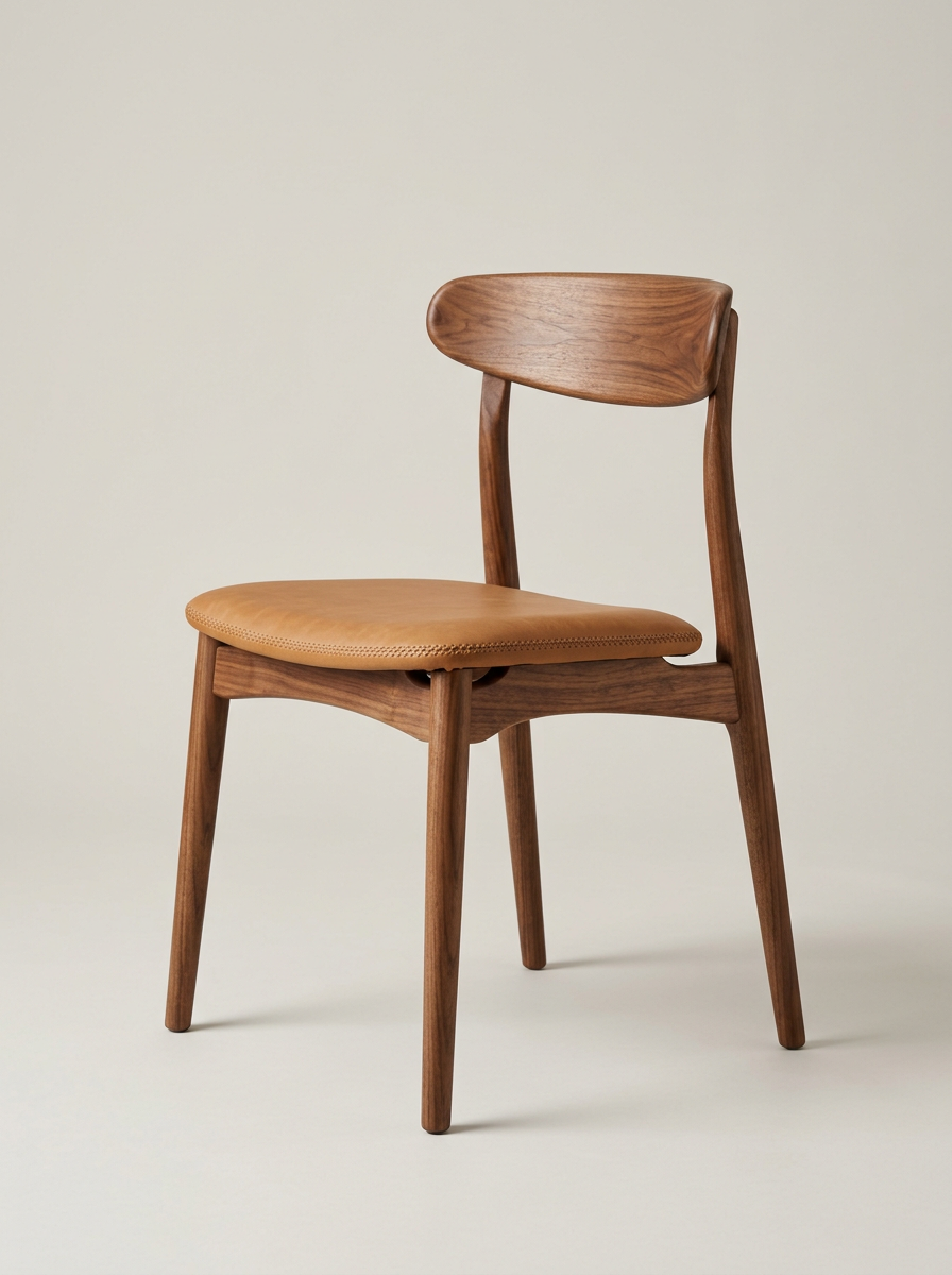 Varenna Dining Chair in Walnut and Camel Leather