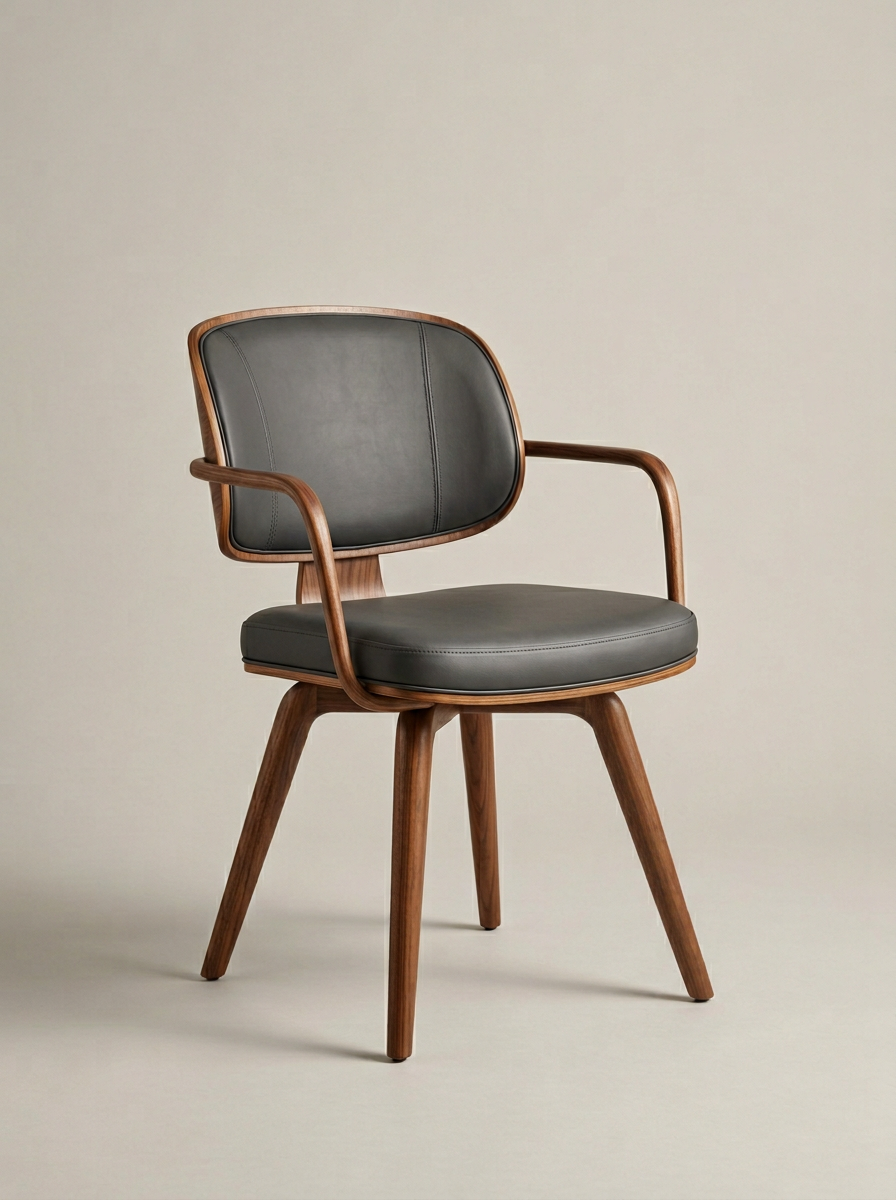 Verso Desk Chair in Charcoal Leather